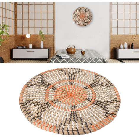 [Tables d'accueil] Set de 4 Set de 4 Tables d'accueil Tressées en Herbe, Style Nordique Innovation, Protection Thermique [CM Diamètre 34], Multifonction Accueil ou Décor Mur (1/5)