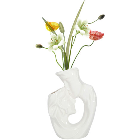 Vase (1) Bois-Lepièce Couple Kissing Figure Artisanat Décoration Maison Blanc Ceramique Petit Cadeau Déco Bureau (1/5)