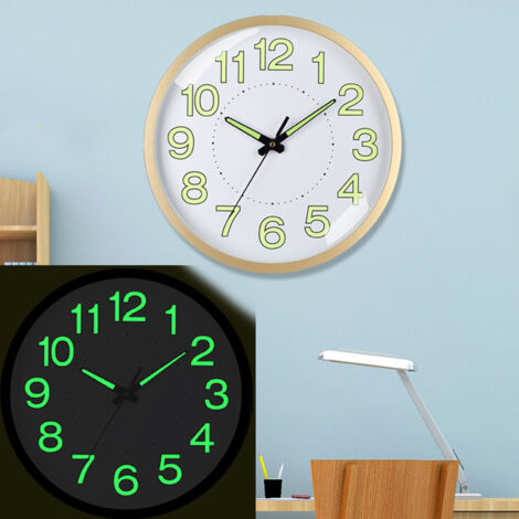 Horloge Murale Quartz Silencieuse et Lumineuse - Cadre Rose Gold 30cm pour Chambre/Salon - Afficheur Luminoux, Mouvement Précis (1/5)
