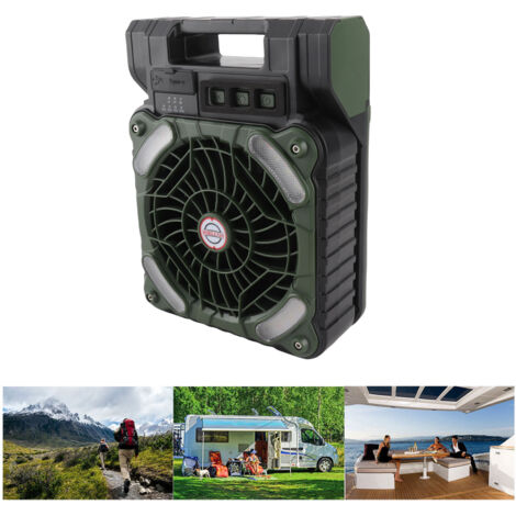 Ventilateur Solaire Camping OD Green avec Lumière LED, Type C Charging, 5200MAH Batterie, 4 Vitesses Régulables et Timer, Brushless Motor, Taille 17.5x7.5x23cm (1/5)