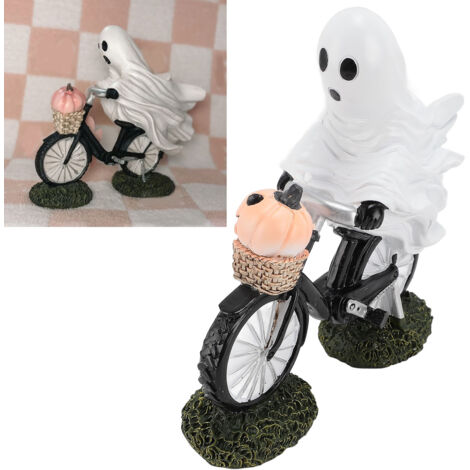 Figurine de Vélo Fantôme en Résine avec Décor Pumpkin, Statue Décorative de Table pour Ambiance Festive et Halloween (1/5)