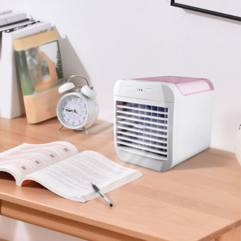 Ventilateur de Bureau USB Mini - Compact Rose - Humidificateur Lumière Nuit 3 Vitesses - Plastique (1/5)