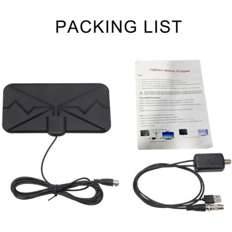 Antenne TV Indoor 4K avec Amplificateur de Signal DVB-T HD, 3600 Miles, Noir (21cm) (1/5)