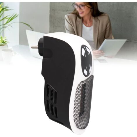 Radiateur Électrique de Mur Mini Blanc et Noir 500W Portable avec LED et Sécurité (ABS+PP+Céramique) pour Maison et Bureau (1/5)