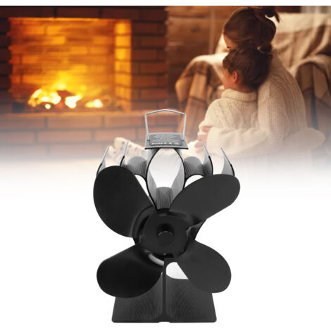 Ventilateur à 4 Palettes pour Poêle à Bois et Feu de Cheminée LT375 Noir Diamètre 152mm Autostart Résistant aux Températures (1/5)