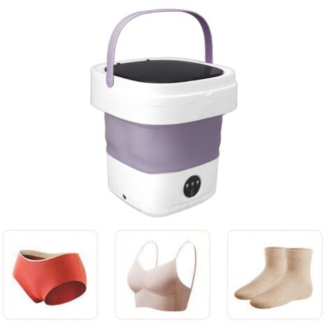 [Laveuse] [ - ] [Model Mini Portable] [ - ] [Foldable Machine] 7,5 L, Mini Machine de Lavage Portable en Seau avec Séchage Douce et Tuyau d'Évacuation, 100‑240V EU Plug Violet (1/5)
