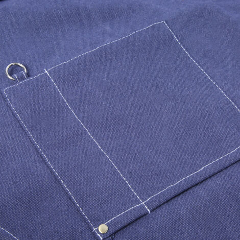 Tablier cuisine imperméable tissu canvas bleu avec poches taille universelle vendu par lot (1/5)