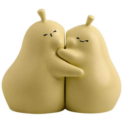 Séparateur de livres en céramique - Modèle Petit Poire Inseparable, jaune pâle mat - 2 pièces pour la décoration de la maison ou de la chambre d'enfant