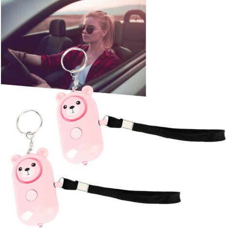 Alarme Sécurité Bear Style 2 PCS Alarmes Urgence Porte-clés Protection Femmes Filles Enfants Personnes Âgées Rose ABS Petit Léger 130dB LED (1/5)