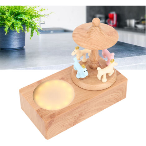 Haut-parleur Bluetooth Décoratif avec Lumière Ambiance et Carousel Rotatif - Fonction Bluetooth 5.0, Son 360°, Batterie 1200mAh (10h autonomie), Plastique, 158x150x83mm, Figurines Décoratives Incluses (1/5)