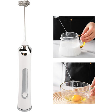 Fouet à lait électrique rechargeable USB, 3 vitesses, silencieux, portable, avec fouets interchangeables pour café, œufs et boissons (1/5)