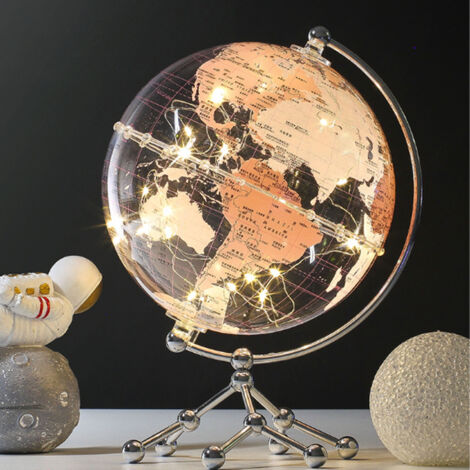 Globe Éducatif Illuminé Rotatif avec Étoiles LED pour Décor Maison et Bureau 28.2oz PMMA Stainless Steel LR44