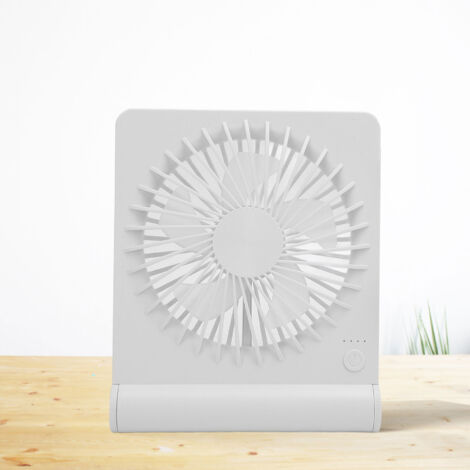 Ventilateur de Bureau Portable USB Rechargeable Mini Silencieux à 3 Vitesses Alimentation Batterie Blanc ABS 150mm (1/5)