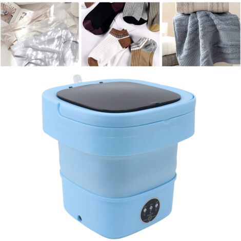 Machine à Laver Folding TPE PP 6L 100-240V Dehydrator Intégré Mini Portable Lavage Sous-vêtements Chaussettes Bleu EU Plug (1/5)