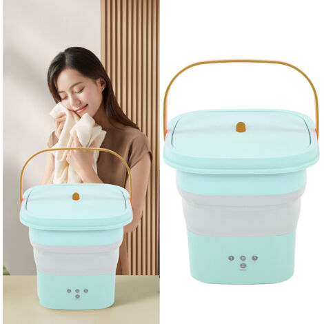 Mini machine de lavage foldable portable avec bac de drainage pour enfants sous-vêtements apartment camping bleu vert EU plug (1/5)