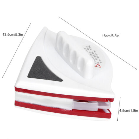[Laveur Magnétique Double Face] - Nettoyeur Vitre avec Design Triangle - Matériel Plastique/Silicone/Magnet/Coton - Rouge - 16x13.5x5cm - 577g - Inclus 2 Coton et 4 Buckles (1/5)