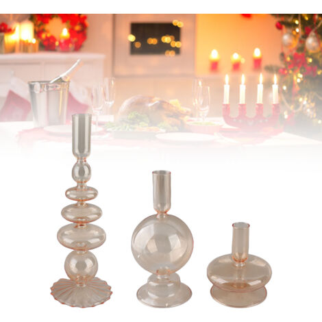 Bougeoir en Verre avec Style Européen pour Table, Dîner Romantique et Décoration de Mariage (1/5)