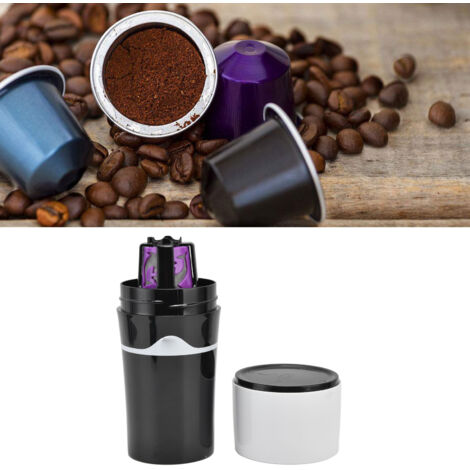 Cafetière Portable à Dosettes K-Cup de 450ml pour Voyage en PP Noir/Blanc avec Deux Capsules et Mini-Coupe de Partage (1/5)
