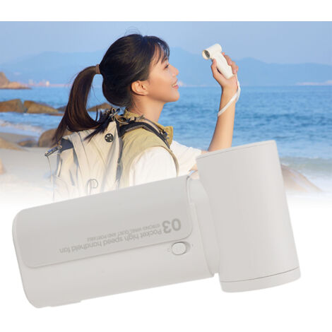 Ventilateur Portable Mini à Main Avec Lanyard et Batterie 4000mAh Super Rapide Silencieux Design Compact pour Voyage Camping Beach Blanc (1/5)