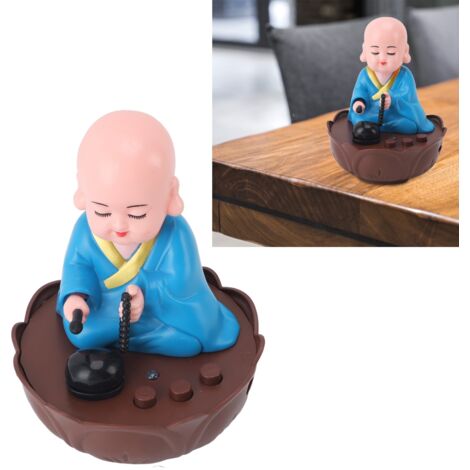 Figurine Électrique Monastique avec Bouddha Musical et Mouvement, USB Bleu, Décoration Zen, 15cm (1/5)