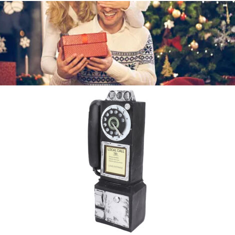 Décoration Vintage de Modèle de Téléphone en Résine Noire - Téléphone Classique Décoratif pour Bar et Café - 28cm (1/5)