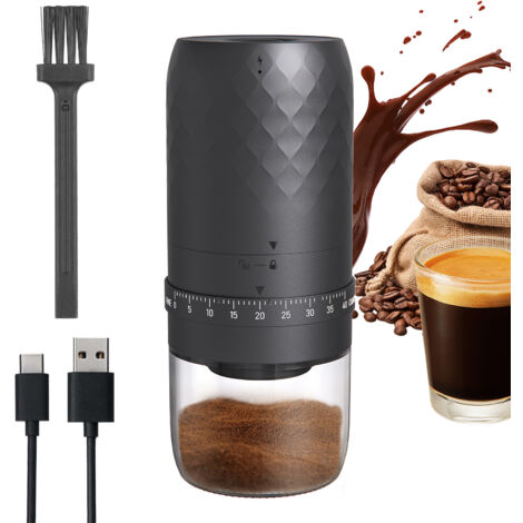 Broyeur à Café Portable KMDJ-3AW avec 40 niveaux, meule conique céramique, 5 lames, démarrage automatique, batterie rechargeable et réservoir amovible (1/3)