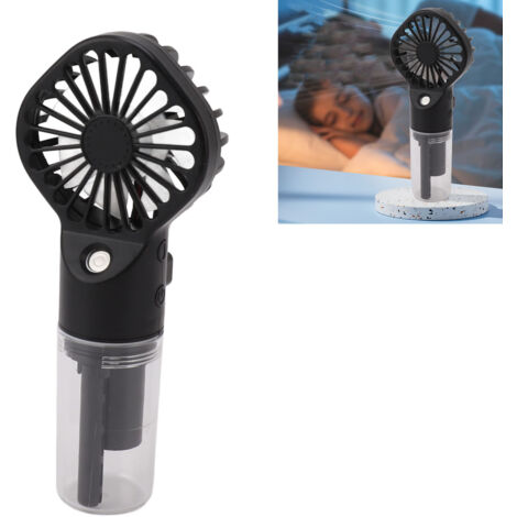 Mini ventilateur à brumisation rechargeable USB 4 vitesses portable noir ABS avec base incluse (1/5)