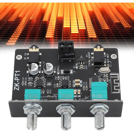 Carte Amplificatrice Bluetooth 5.0 ZK PT1 Carte Décodeur Stereo 2 Canaux avec Contrôle Treble/Bass et Entrée AUX 5‑24V (1/5)