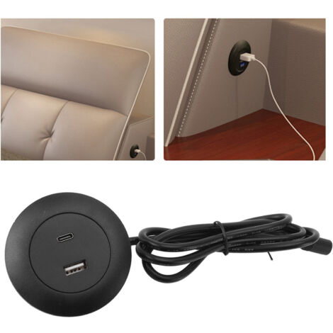 Multiport USB Hub à Encastrer Chargement Rapide USB A et C Port Sofa Table Bedside Maxi-Burger Brand BX-5 ABS Blanc 5V 2A 10W (1/5)