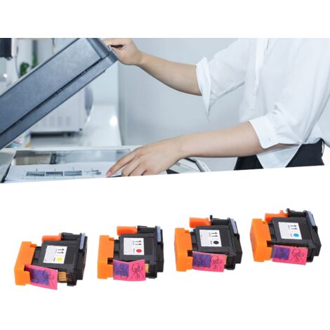 Jeu de 4 Cartouches d'Impression pour HP Designjet 100 110 111 500 510 800 813 850 - Noir Cyan Magenta Jaune en ABS - Remplaçement Stable et Performant (1/5)