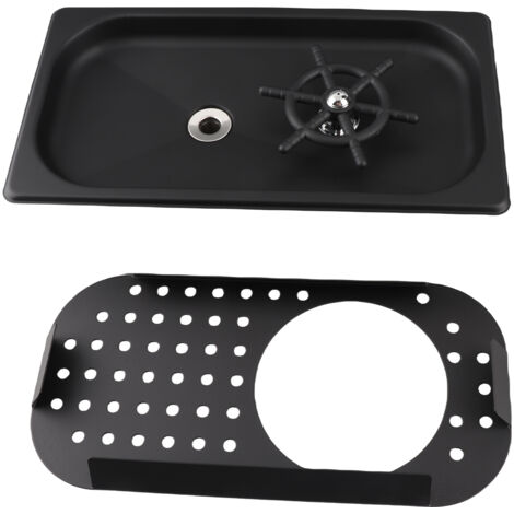 Laveur de verres intégré pour évier - 304 Stainless Steel - Multi-orifice - Avec conduites d'eau - Accessoire pour cuisine, bar, café (32.5cm, Noir/Argent) (1/5)