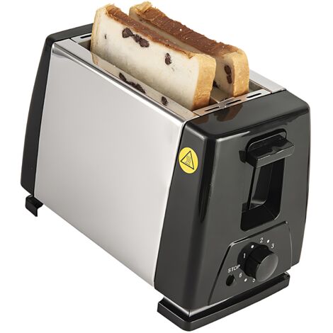 Grille-pain 2 Tranches Type Retro Design Toaster avec 6 Niveaux de Température et Finition Stainless Steel (1/5)