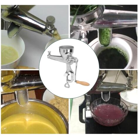 Extracteur Manuel de Jus Multifonction en Acier Inoxydable pour Herbe de Blé, Fruits et Legumes - Extracteur à Manivelle avec Base Sécurisée et Filtre Séparateur (1/5)