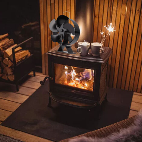 [Ventilateur à convection thermique][5 pales][Aluminium][771g] Ventilateur de cheminée sans électricité pour poêle bois/charbon/pellets - Airflow 160-220 CFM, température 80℃-250℃. (1/5)