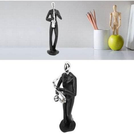 Statue de Musique et Sport en Résine - Personnage Minimaliste Noir Modèle Type 6 - Ornement Décoratif pour Bureau et Salon - Dimensions 9x7.5x28 cm - 1 Figurine Résine Durable (1/5)