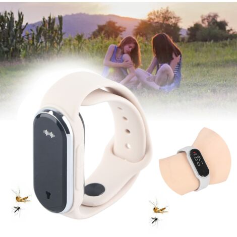 [Bracelet Anti-moustiques] Rechargeable USB 5V 1A 90mah Blanc Silicone Pedomètre Thermomètre Ultrasons (1/5)
