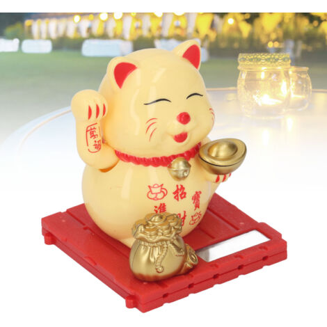 Chat solaire fortune chat porte-bonheur décoratif avec mouvement pendante - modèle miniature ABS 78mm pour bureau, voiture, décoration d'entreprise - cadeau d'ouverture de magasin, maison, feng shui j (1/5)