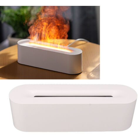Diffuseur à Flame avec Humidificateur USB Portable - Effet Flamme 7 Couleurs, Résin, Blanc, 75x257mm (1/5)