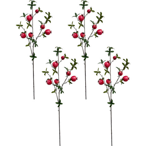 Plantes Artificielles Grenade Pomegranate Fruit - Kit 4 Pièces Rouges Décoration Florale (1/3)