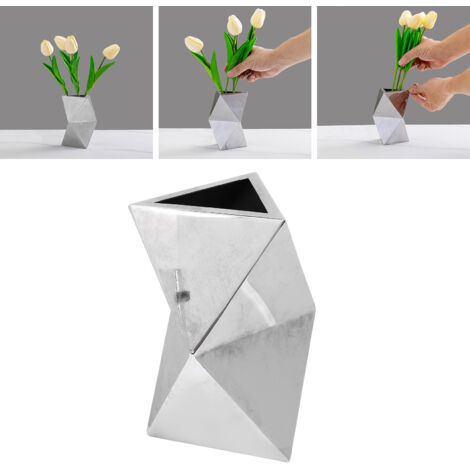 Vase en Acier Inoxydable 304, Design Rhomboïde Compact pour Bureau, Maison ou Studio (1/5)