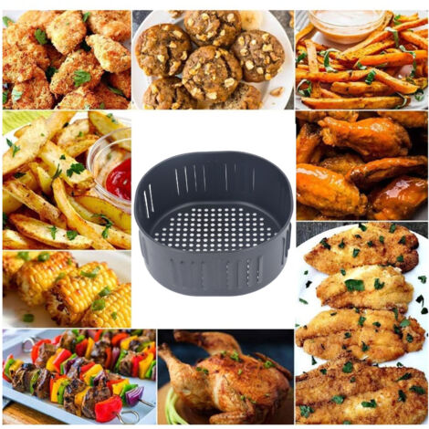 Panier de Remplacement Air Fryer Noir 5.5L Anti-Adhérence Drainage - Panier Inox Universel Cuisson Cakes et Pain (1/5)