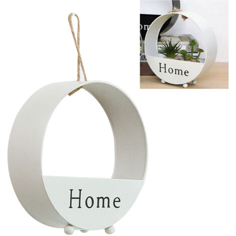 Panier mural rond en fer blanc - Organiseur décoratif et rangement moderne pour salon et salle à manger (1/5)