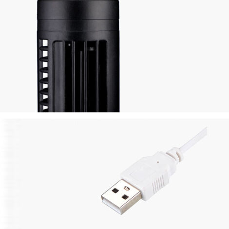 Ventilateur Tour Vertical Bladeless Mini USB avec 2 Vitesses et Mode Naturel pour Chambre Bureau Maison Noir ABS 330mm (1/5)