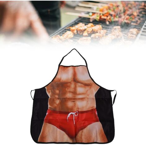 Tablier homme et femme pour cuisine, BBQ, barman ou chef avec motif muscles imprimé en polyester lavable pour cadeau original (1/5)