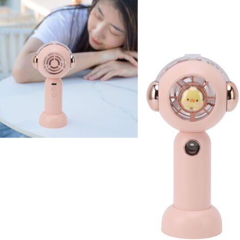 Ventilateur Portable avec Fonction Brumisation USB Rechargeable Petit Pocket Fan 500mAh Rose Ventilateur de Poche Petit Mist Fan Animal Cute Silencieux ABS