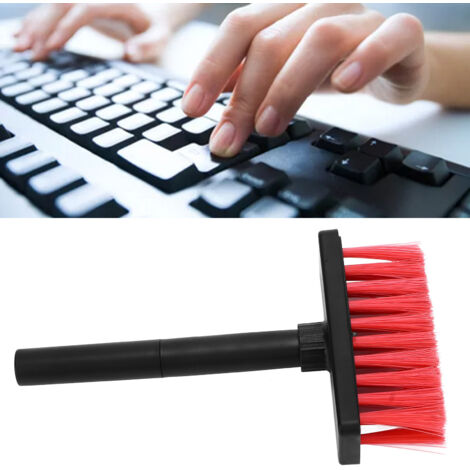 Balai PC - Séparé Double Pointe 5 en 1 - Multifonction 3 Lignes - Brosse Nettoyage Plastique pour Casques/Clavier (Noir Rouge) avec Extracteur de Touches (1/5)
