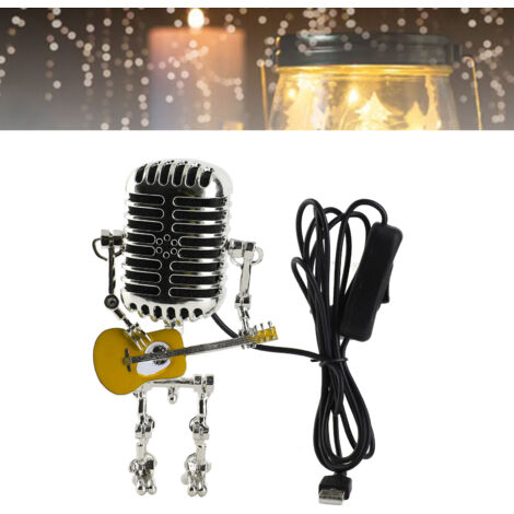 Lampe de bureau vintage aluminium micro guitare robot USB LED pour chambre salon décor vintage (1/5)