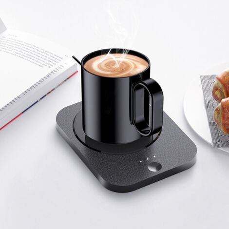 Chauffe-tasse électrique USB 3 niveaux - Noir - ABS - 15x11.5x1cm - Plaque chauffante 9.5x9.5cm - Arrêt automatique 8h (1/5)