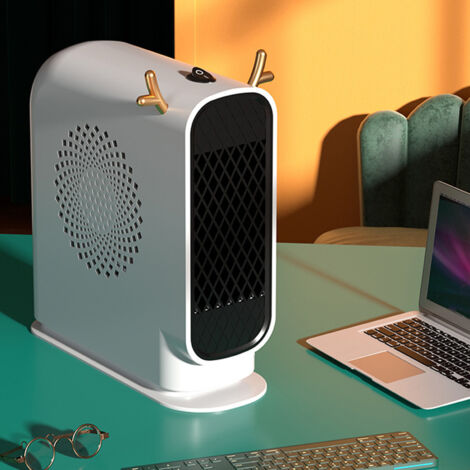 Radiateur de Bureau Électrique Multifonction Écoénergétique Portable pour Bureau Maison Appartement avec Antennes Incluses, ABS, 24.5x9.5x26cm, US Plug 110V (1/5)