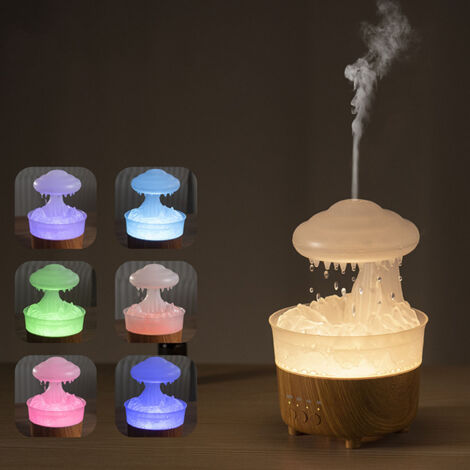 Humidificateur aromatique: Humidificateur par gouttes pour bureau avec lumière ambiante LED et télécommande, capacité 230mL, ABS, couleur changeante. (1/5)